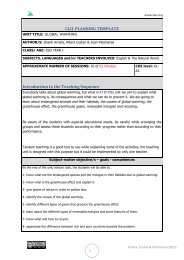 CLIL PLANNING TEMPLATE Introduction to the Teaching Sequence