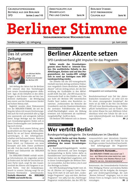 Berliner Stimme - Archiv - SPD Berlin