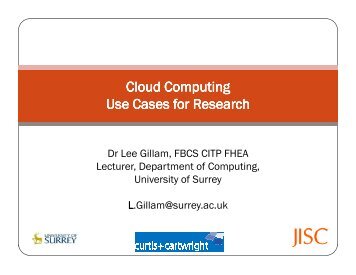 Cloud Computing Use Cases for Research - Department of ...