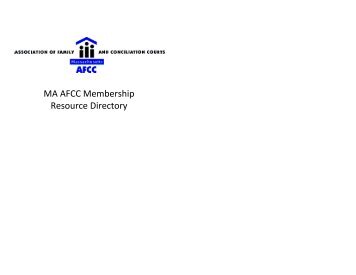 MA AFCC Membership Resource Directory