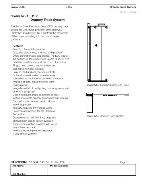 Sivoia Qed D105 Drapery Track System Lutron