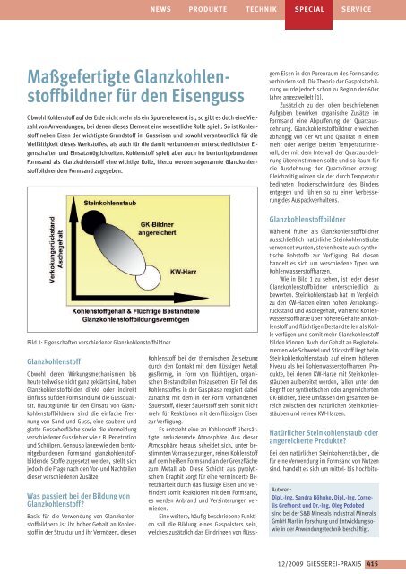 MaÃgefertigte Glanzkohlenstoffbildner fÃ¼r den Eisenguss