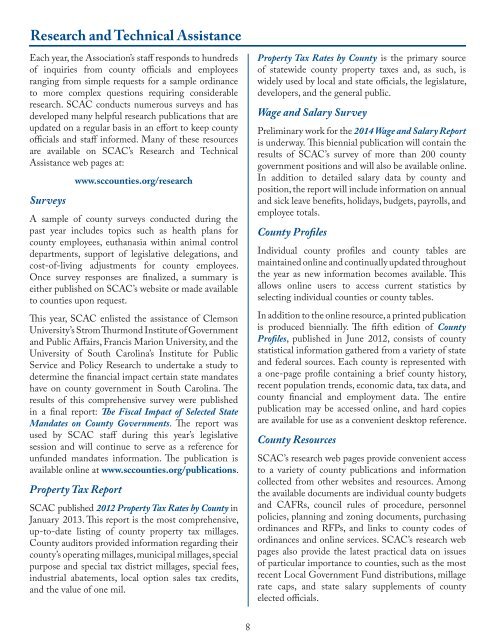 2013 President's Report - South Carolina Association of Counties