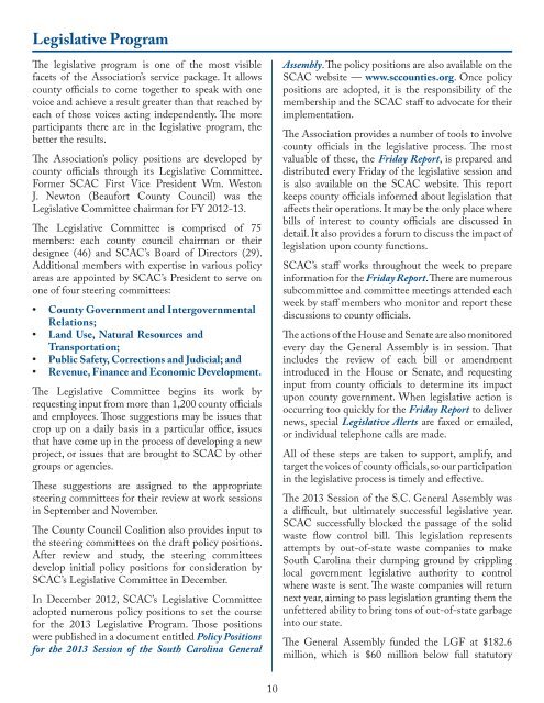 2013 President's Report - South Carolina Association of Counties