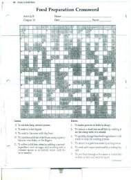 Food Preparation Crossword Puzzle