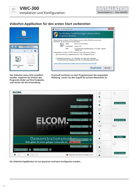 VWC-300 IP Videofon-Client fÃ¼r Windows-Systeme ... - Elcom