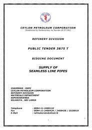 SUPPLY OF SEAMLESS LINE PIPES - Ceylon Petroleum Corporation