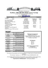 Sydney TRS-80/MS-DOS Users Group - SYDTRUG Home Page