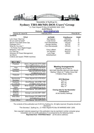 Sydney TRS-80/MS-DOS Users Group - SYDTRUG Home Page