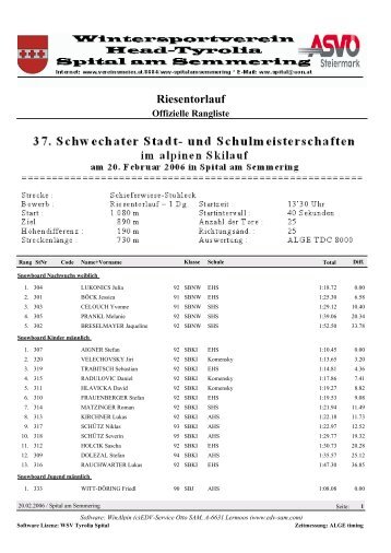 Riesentorlauf - SV-Schwechat