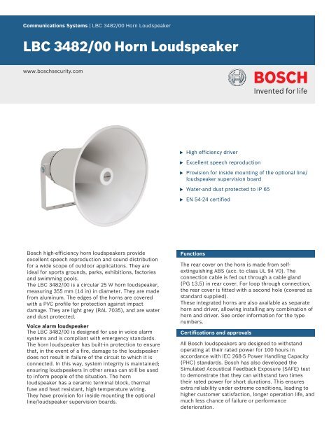 LBC 3482/00 Horn Loudspeaker - Bosch Security Systems