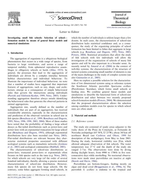 Journal of Theoretical Biology 245 - Paulo R. GuimarÃ£es Jr.