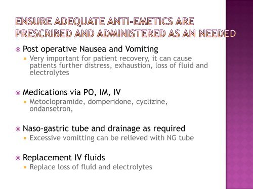 Post-operative Nursing Management - MOTEC LIFE-UK