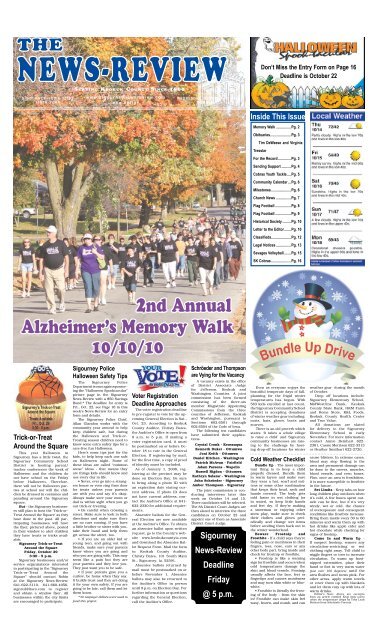 Alzheimer's Memory Walk 10/10/10 2nd Annual - Sigourney News