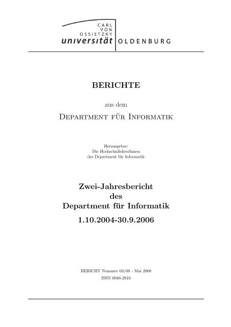 Berichte Department Fur Informatik Zwei Jahresbericht Des