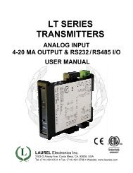 LT Transmitters, Analog Input, 4-20 mA Output ... - Laurel Electronics
