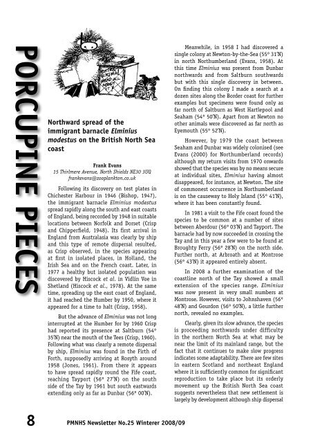 Porcupine Newsletter Number 25, Winter 2008/09.