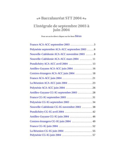 BaccalaurÃ©at STT 2004 L'intÃ©grale de septembre 2003 Ã  juin 2004