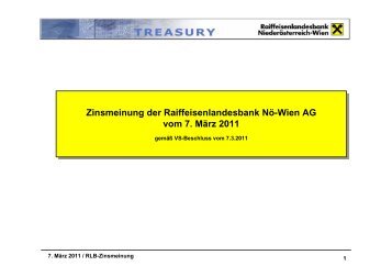 Zinsmeinung der Raiffeisenlandesbank NÃ¶-Wien AG vom 7. MÃ¤rz ...