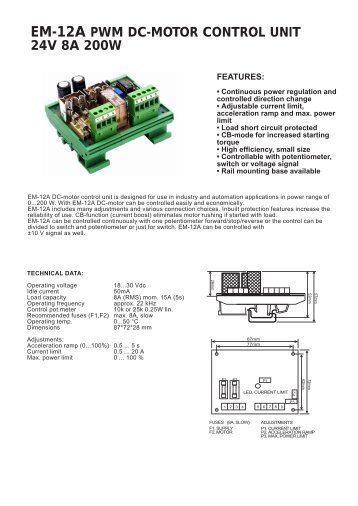 em-12a pwm dc-motor control unit 24v 8a 200w - Electromen