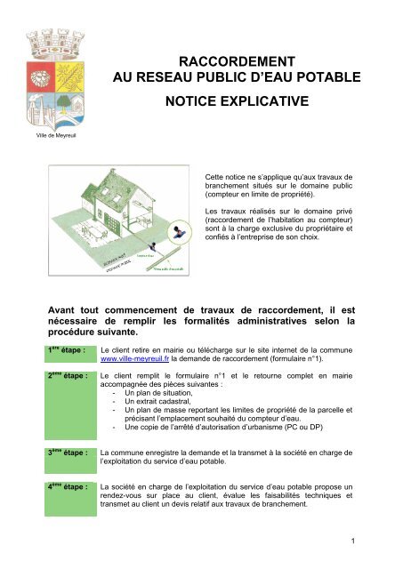 Notice explicative de raccordement au réseau public d'eau potable