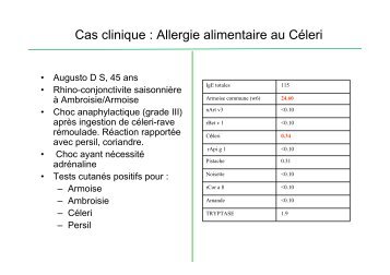 Cas clinique : Allergie alimentaire au Céleri - ASSIM