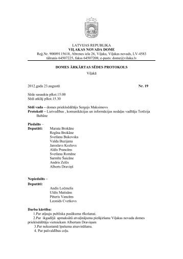 sÄdes protokols - ViÄ¼aka