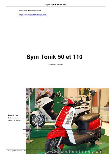 Sym Tonik 50 et 110 - Scooter Station