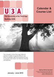 Calendar & Course List - Sydney U3A