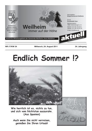 Endlich Sommer !? - Gemeinde Weilheim / Baden