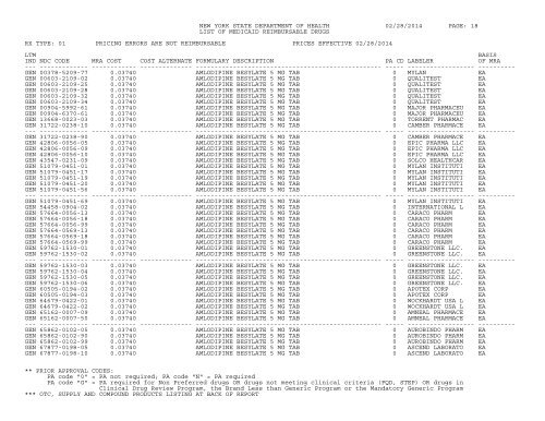 NEW YORK STATE DEPARTMENT OF HEALTH 08/06 ... - eMedNY