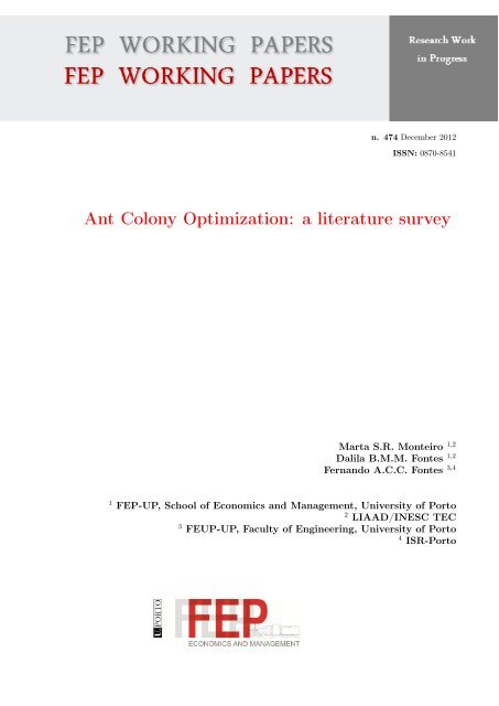 Ant Colony Optimization: a literature survey - FEP - Working Papers