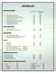 SPA PRICE LIST - Hotel Rafayel