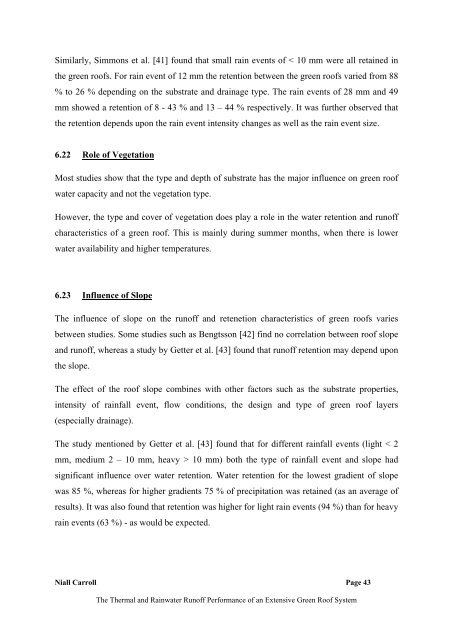 The Thermal and Rainwater Runoff Performance of an Extensive ...