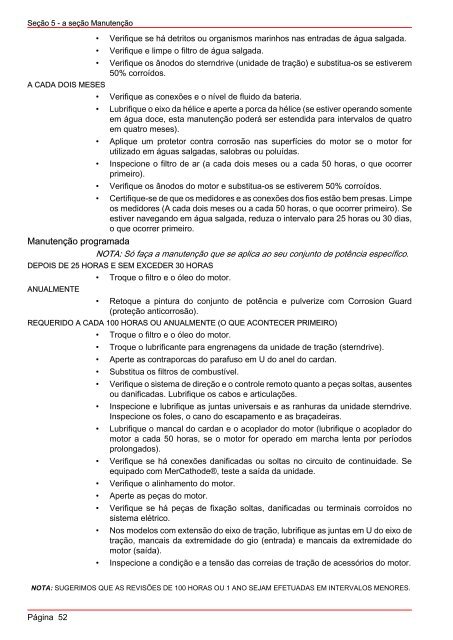 MANUAL DE OPERAÇÃO MANUTENÇÃO E GARANTIA - Mercury