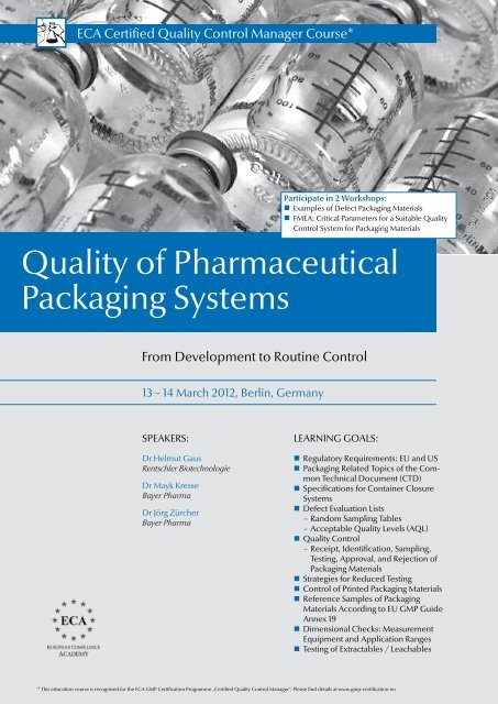 Quality of Pharmaceutical Packaging Systems - European ...