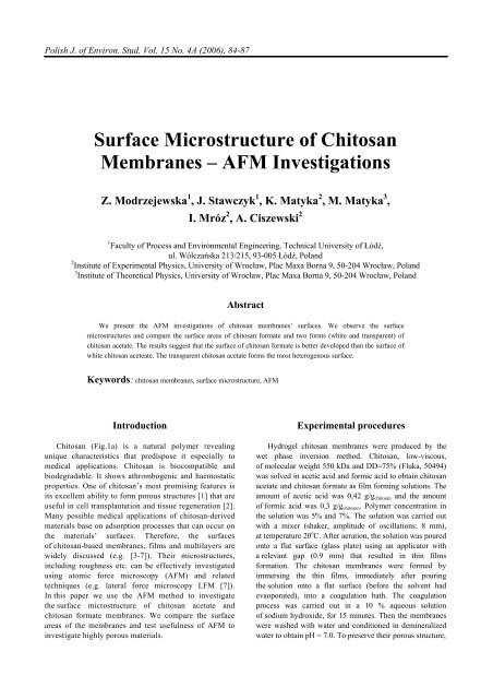 Surface Microstructure of Chitosan Membranes – AFM Investigations