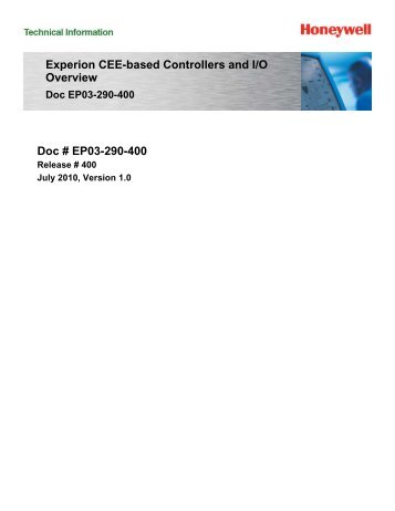 Experion CEE-based Controllers and I/O Overview Doc EP03-290 ...