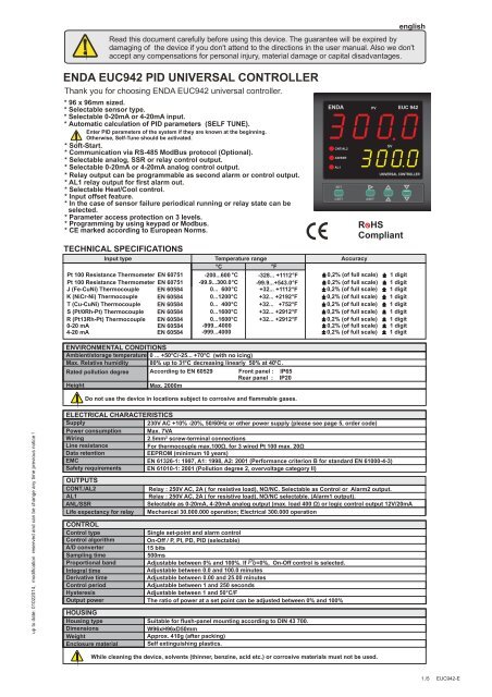 enda euc942 pid universal controller - SURAN Industrieelektronik