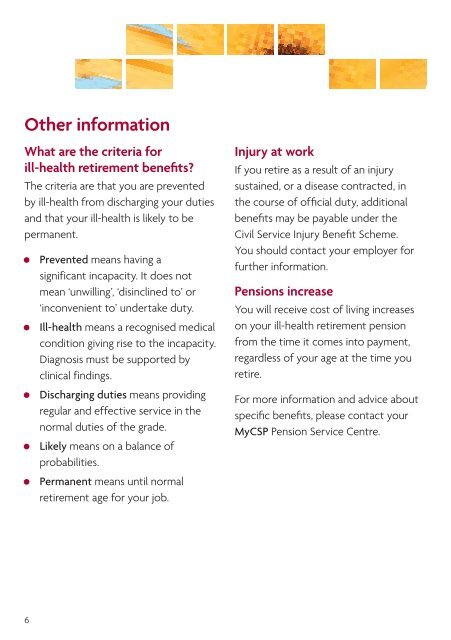 classic ill-health retirement pension benefits - The Civil Service
