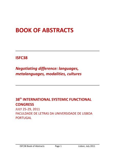 Abstracts - Faculdade de Letras da Universidade de Lisboa