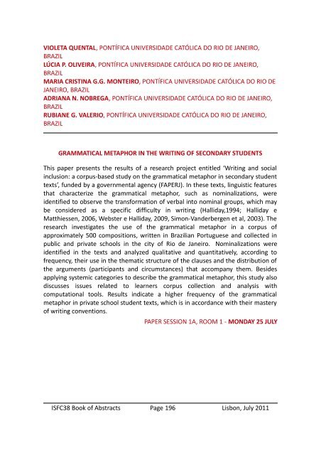 Abstracts - Faculdade de Letras da Universidade de Lisboa