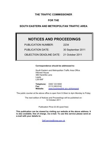 notices and proceedings - Driver and Vehicle Licensing Agency