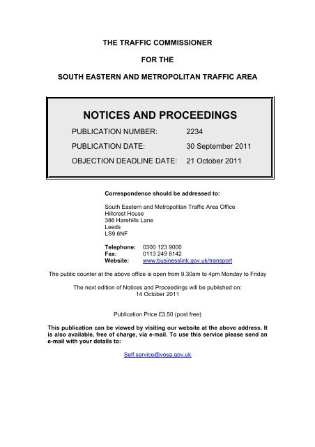 notices and proceedings - Driver and Vehicle Licensing Agency