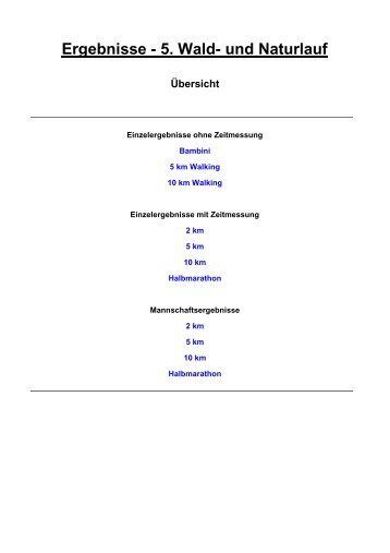Ergebnisse - 5. Wald- und Naturlauf - Rund um Rannungen