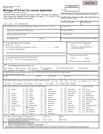 2823, Michigan IFTA Fuel Tax License Application - FormSend