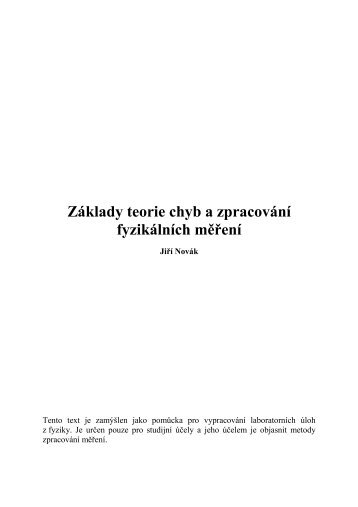 ZÃ¡klady teorie chyb a zpracovÃ¡nÃ­ mÄÅenÃ­ - webFyzika