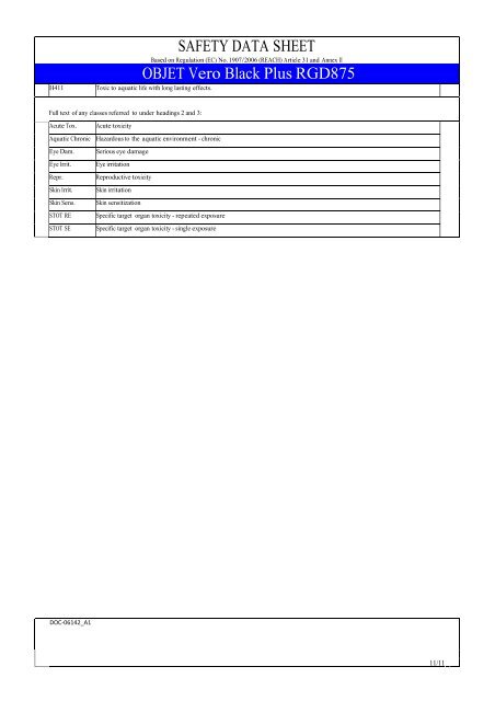 SAFETY DATA SHEET OBJET Vero Black Plus ... - Laser Lines Ltd.