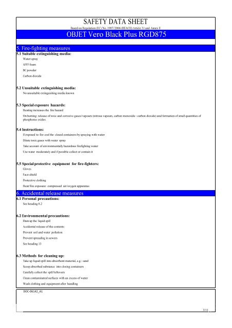 SAFETY DATA SHEET OBJET Vero Black Plus ... - Laser Lines Ltd.