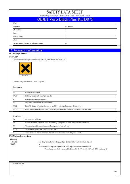 SAFETY DATA SHEET OBJET Vero Black Plus ... - Laser Lines Ltd.